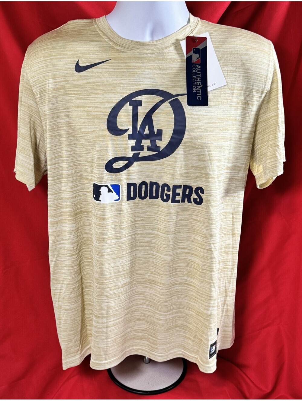 Los Angeles Dodgers Nike City Connect Velocity Cream Dri Fit T Shirt Mens L NWT